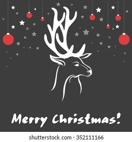 Christmas deer. Merry Christmas and Happy New year/ quote