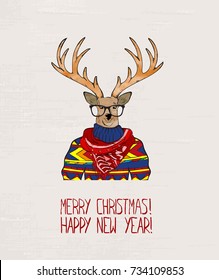 Christmas deer. Merry Christmas and Happy New year.