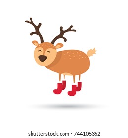 Christmas deer. Merry Christmas and Happy New Year. Vector Illustration.