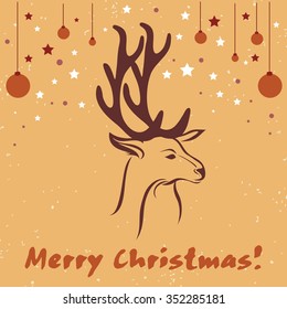 Christmas deer. Merry Christmas / quote