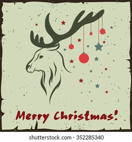 Similar Images, Stock Photos &amp; Vectors of Beautiful Christmas card with reindeer and Christmas