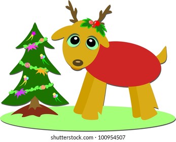 Christmas Deer and Mini Tree