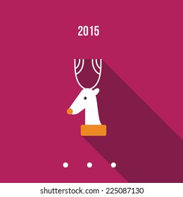 Christmas deer modern flat design style. Christmas postcard, New Year banner template. Holiday celebration. Vector illustration.