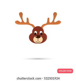 Christmas deer muzzle color icon. Flat design for web and mobile