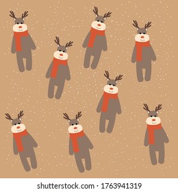 
Christmas deer pattern. Ideal for wrapping paper, background or postcard. made in vector.