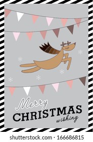 christmas deer poster template vector/illustration/ background/ greeting card