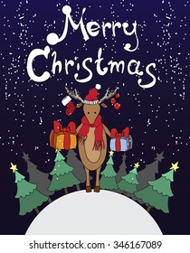 Christmas deer with presents
