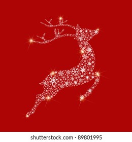 Christmas deer with red background