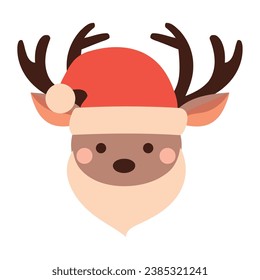 christmas deer with red hat illustration