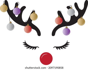 Christmas deer red nose multi colour hors