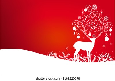 Christmas deer, red and white