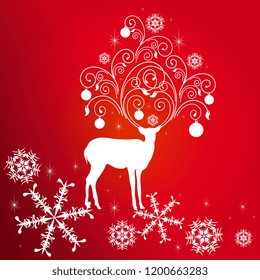 Christmas deer, red and white