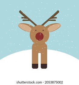 Christmas deer, reindeer, vector illustrations, winter , hand drawing, Christmas mood, holidays, Christmas and new year, rudolph, snowly