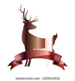 christmas deer ribbon glowing decoration
