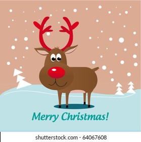 Christmas Deer Rudolf With Red Nose