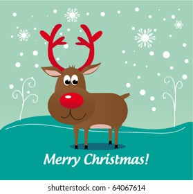 Christmas Deer Rudolf With Red Nose