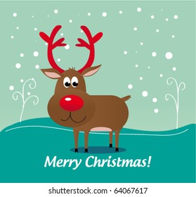 Christmas Deer Rudolf With Red Nose