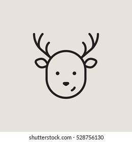 Christmas Deer Rudolph Outline Vector Icon