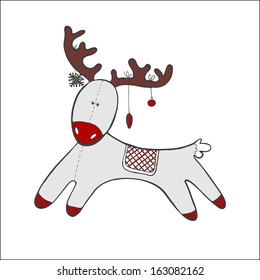Christmas deer Santa Claus. Funny vector element for any design