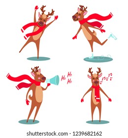 Christmas deer set vector illustration