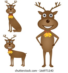 Christmas deer set. Vector illustration Eps-10.