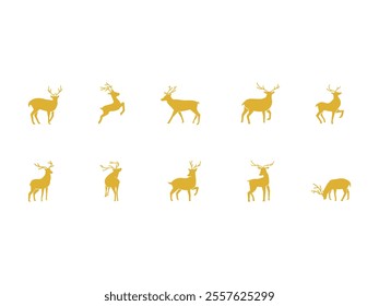 Christmas Deer Silhouette Element Set 