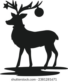 Christmas deer Silhouettes flat vector