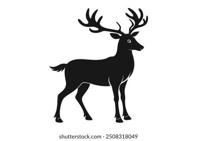 Christmas deer silhouettes on the white background