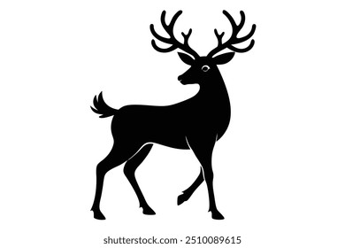 Christmas deer silhouettes on the white background