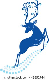 Christmas deer with snowflakes