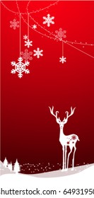 christmas deer with snowflakes, vector background