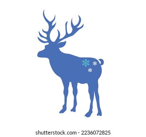 Christmas deer stag silhouettes, vector 