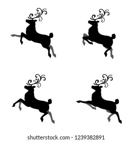 Christmas deer stags, vector set