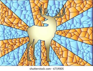 Christmas deer standing in front of the glass