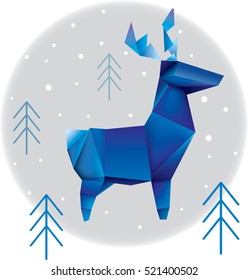 Christmas deer stylized triangle polygonal model 