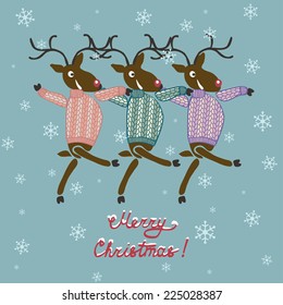 Christmas deer in sweater - vector illustration. eps 8