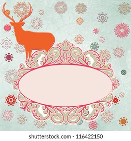 Christmas deer tempate card. And also includes EPS 8 vector