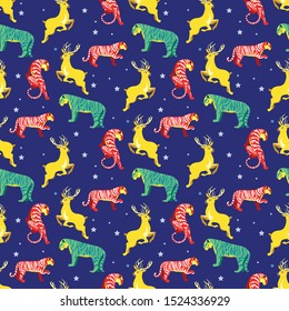 Christmas deer and tiger. Color trends!_