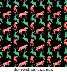 Christmas deer and tiger. Color trends!_