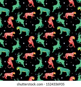 Christmas deer and tiger. Color trends!_