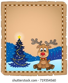 Christmas deer topic parchment 1 - eps10 vector illustration.