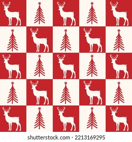 Christmas deer with Christmas tree seamless design pattern. Santa deer vector design art illustration. merry Christmas design pattern. 