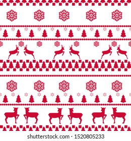 Christmas deer and tree seamless pattern. Fashion graphic background design. Modern stylish abstract texture. Colorful template for prints, textiles, wrapping, wallpaper. Vector illustration.