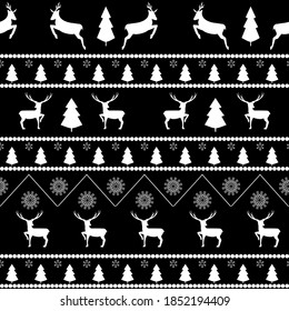 Christmas deer and tree seamless pattern. Fashion graphic background design. Modern stylish abstract texture. Monochrome template for prints, textiles, wrapping, wallpaper, etc. Vector illustration