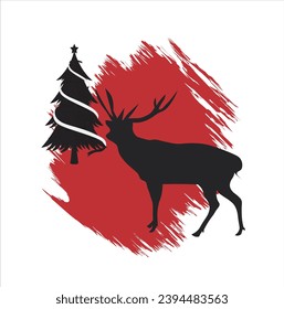 The christmas deer and tree vector illustration