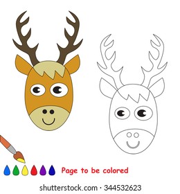 Christmas deer vector cartoon to be colored. Coloring book for children.