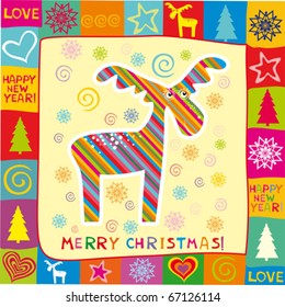 Christmas deer, vector illustration