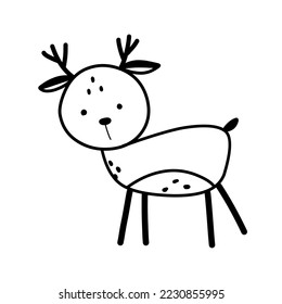 ciervo de Navidad, ilustración vectorial silueta negra sobre fondo blanco para pegatinas, impresiones, afiches, postal