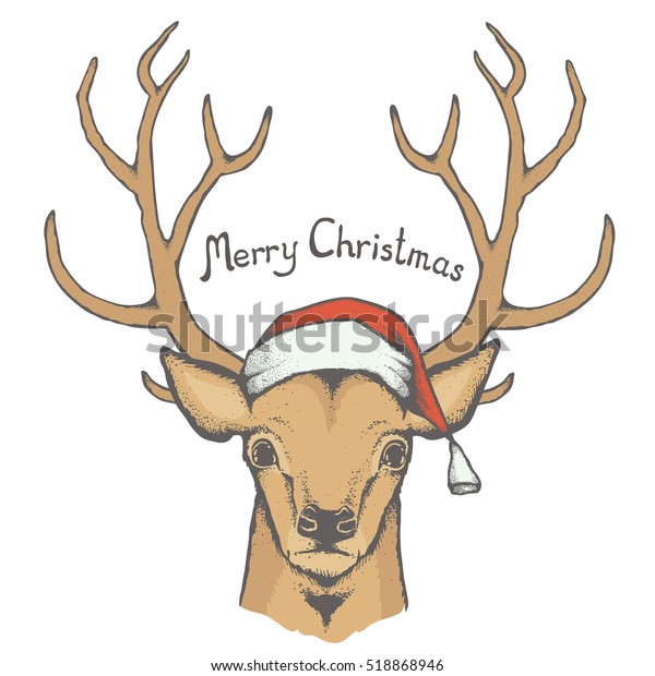 Christmas Deer Vector Illustration Reindeer Head Stock Vector (Royalty ...