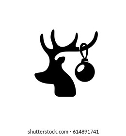 Christmas deer vector logo illustration isolated sign symbol. Icon pictogram for web graphics